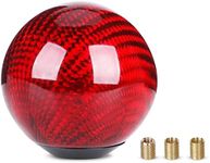 ANDO RACING Carbon Fiber Shift Knob Gear,Universal Carbon Fiber Style Round Ball Shift Knob with 3 Adapter Shift Lever (Red)