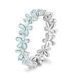 MUNDELL 925 Sterling Silver Dainty Daisy Rings Blue Flower Finger Rings for Women Stacking Promise Rings Fine Jewelry, Sterling Silver, No Gemstone