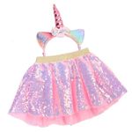 BabyMoon Set of 2 Glittering Princess Girl’s Tutu Skirt with Headband | Baby Photoshoot Props | 3-8 Years | Pink