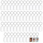 Kurtzy Blank Photo Insert Key chains (50 Pack) - Each Key ring is 3.2 x 5.4cm - Translucent Clear Acrylic Key Rings for Double Sided Photos - Small Picture Frames for Family, Friends, Gifts & Crafts