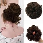 Akashkrishna Human Hair Buns Scrunchies (2# Dark Brown) Curly Messy Hair Bun Extensions Wedding Hair Pieces for Women Updo Donut Chignon