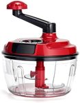 Emapoy Multi-Functional Manual Food Processor, Hand-Powered Crank Chopper, Mincer Blender With Clear Container, For Vegetables Meat Fruits Nuts, Without Base