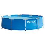 Intex 28200EH 10 Foot x 30 Inch 4 Person Outdoor Metal Frame Above Ground Round Swimming Pool with Easy Set-Up (Pump Not Included)