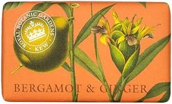 The English Soap Company Royal Botanical Gardens Kew Wrapped Soap Bar, Bergamot Shea Butter Soap Bar, Moisturising Soap Bar for Face and Body, Bergamot and Ginger Scent 240g