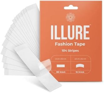 ILLURE Fashion Tape - 104 Stück | Doppelseitiges Body Tape für Kleidung | 88 Gerade & 16 Kurvenstreifen | Transparent & Hautfreundlich | Fashion Tape Doppelseitig | Klebestreifen Klebeband Kleidung