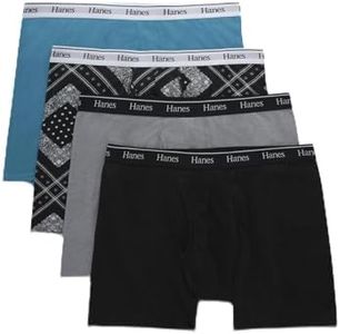 Hanes Originals Men's Boxer Briefs, Stretch Cotton Moisture-Wicking Underwear, Modern Fit Low Rise, Pack of 4, Grey/Black assortement, Size Large
