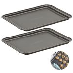 PureBake 2 Pc Nonstick Baking Sheet Pans, Non-Toxic and Rimmed Carbon Steel Cookie Sheet Trays - Dent, Warp and Rust Resistant, Heavy Gauge Steel Oven Baking Sheets