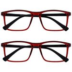 OPULIZE Ink 2 Pack Reading Glasses Large Dark Red Mens Womens Spring Hinges RR4-Z +3.00