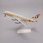 BONJOY Gifts- Etihad Airline Model Aircraft, Aeroplane Diecast Collection Decor, Highly Detailed Airways, 20 cm