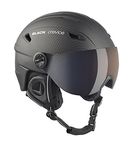 Black Crevice Adults Ski Helmet with Visor, Unisex, Skihelm, carbon black, L