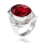 Solid 925 Sterling Silver Ring For Womens & Girls Ruby Ring Sterling Silver Boho Ring December Birthstone Red Gemstone Ring