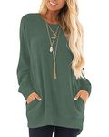 GOUCEHN Womens Long Sleeve Shirts Fall Winter Casual Fashion Blouse Tunic Tops for Leggings with Pockets(Green, Medium)