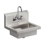 ROCKPOINT Stainless Steel Handmake Sink for Washing with Faucet, Commercial Wall Mount Hand Basin for Restaurant, Kitchen and Home, 17 x 15 Inches