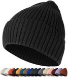 HiRui Knit Beanie for Men Women Kids, Winter Hats Warm Classic Daily Skull Caps (Black)