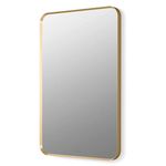 BRANCO Ikon Rectangle Decorative Mirror For Wall (24X18) Gold Finish With Beveled Metal Frame | Gold Coated Glass - Mirror For Bathroom, Living Room, Bedroom - Premium Metal, Rectangular