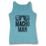 World Wrestling Entertainment WWE Old School Macho Man Glasses Adult Aqua Blue Tank Top Shirt (Adult Medium)