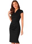Allegra K Vintage Dresses for Women's Cap Sleeve Ruched Side Sheath Dress Black S