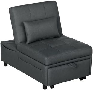 HOMCOM Fauteuil Convertible 1 Place Fauteuil lit chauffeuse 1 Place Multifonction 3 en 1 avec Dossier réglable, siège rembourré et Oreiller, canapé-lit pour Salon, Chambre, Bureau à Domicile, Gris