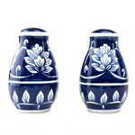 Hs Hindustani Saudagar Handpainted Ceramic Large Size Salt & Pepper Set of 1 (HS336 Blue)