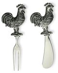 Boston International NOO161436 Chickens Fork and Spreader Set, Silver