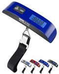 Luggage Scale: Dr.meter Backlight LCD Display Portable Digital Hanging Baggage Scale for Travel, Suitcase Weight Scale with Rubber Paint, Temperature Sensor, 110 Pounds, Battery Included - Blue