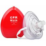 NOVAMEDIC First Aid Adult and Child CPR Rescue Mask, Detachable Single Valve Pocket Resuscitator with Hard Case and Wrist Strap Kit, Red