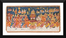 Tallenge - The Churning Of The Ocean Of Milk - C 1825 - Indian Miniature Painiting - Small Poster Paper - Framed (12 x 17 inches)