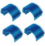 4 Pack Mirthobby Aluminum Electric Engine Motor Heatsink Cooling Heat Sink Fins for 550 540 3650 Size Brushed Brushless Motors RC Car Truck,Blue