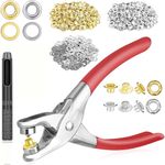 DIY Craft Grommet Eyelet Pliers Kit, Metal Eyelets with Washers in Gold/Silver, Portable Eyelet Grommet Hand Press 1/4 Inch 6mm Grommet Tool Kit for Leather/Belt/Shoes/Cloths Pcs :- (500)