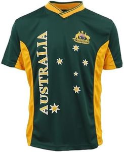 Adults Kids Men's Sports Soccer Rugby Jersy T Shirt Australia Day Polo Souvenir, Green, 12 (Kids)