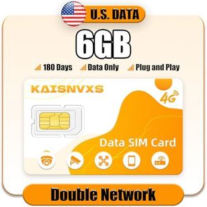 Kaisnvxs Data Only SIM Card for 180 Days 6GB - KAISNVXS Data SIM Card Compatible with USA 4G LTE Nationwide Networks for Security Solar Hunting Trail Game Cameras,GPS Tracker,Unlocked IoT Device