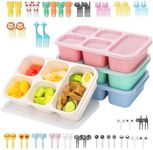 Bento Lunch Box - 4 Pack, Reusable Food Storage Snack Containers with Transparent Lids for School, Work and Travel