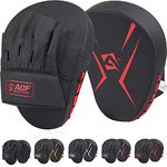 AQF Boxing Pads for Training - Punching Pads Muay Thai Rex Leather Curved Boxing Mitts for MMA, Kickboxing, Karate, Sparring & Martial Arts Pads (Red)