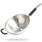 Allo Triply Stainless Steel Wok for Deep Fry/Stir Fry/Dry Veg/Sauté/Chinese Wok Cooking/Noodles Induction Friendly Naturally Non-Stick | 10 Years Warranty, 24Cm, 2.7 Litre