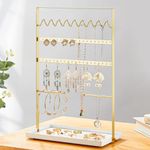 Josmimic Jewellery Stand Necklace Display Holder: Jewelry Tree for Jewellery Storage with Wooden Board, Gold, 12.2Inch