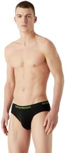 Emporio Armani Underwear Emporio Armani Men's 3-Pack Pure Cotton Brief Caleçons, Black/Print Black/Lime, M (Lot de 3) pour des Hommes