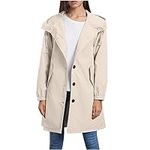 AMhomely Womens Coats Rain Jacket Outdoor Waterproof Hooded Windproof Coat Ladies Casual Loose Cardigans Pea Coat Trench Coats Lightweight Snow & Rainwear Plus Size