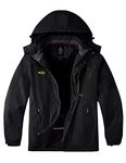 Wantdo Men's Big&Tall Mountain Waterproof Ski Jacket Plus Size Hood Winter Snow Coats Black 4X-Large Big