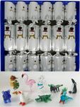 Crackers Ltd Set of 6 Large Glass Animal Figurine Festive Snowman Design Silver Christmas Crackers