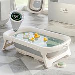 R For Rabbit Smart Baby Bath Tub Bubble Double Smart Water Temperature Indicator Screen Foldable Baby Bath Tub for Kids of 0 to 3 Years Upto 20 Kgs Weight Capacity (Grey White)