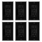 20 Amp GFCI Outlet with Decorative Wall Plates, 6 Pack, 20A/125V 5-20R, Black Tamper-Resistant GFI Receptacle Set, ETL Listed Ground Fault Circuit Interrupter with Easy-Install Color-Matched Plates
