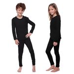 Outland Children's Thermal Set Lightweight Ultra Soft Fleece Interior, Vest and Long Johns (Black, 8-10)