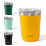 VAHDAM, Stainless Steel Tumbler (350ml) Yellow | Vacuum Insulated, Double Wall, Sweat-Proof Sipper with Lid for Hot and Cold Drinks | Coffee Mug