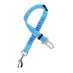 "Keep Your Pet Safe with Dog Seat Belt - Adjustable Car Harnesses with Secure Seat Belt Clip" (blue)
