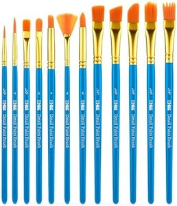 H&S Paint Brushes Set 12pcs Professional Artist Paint Brush Flat Round Tip for Acrylic Watercolor Oil Painting