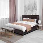 Bravich Upholstered Ottoman King Bed Frame. 5ft Faux Leather Fabric King Size Bed With Underbed Storage. King Size Ottoman Bed Frame With Gas Lift & Wooden Slats (King Bed, Dark Brown, No Mattress)