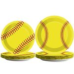 Wiooffen 48 Pcs Softball Party Plates Supplies Paper Softball Birthday Party Dessert Dinner Plates Disposable Softball Themed Party Favors Decorations for Baby Shower，24pcs 9" and 24pcs 7"