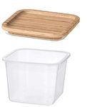 Ikea Wood Food Container With Wooden Lid - 47 oz, Transparent