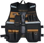MELOTOUGH Tool Vest for Men Reflective Safety Tool Vest with Adjustable Straps,Removable Phone Holder for Electrical,Carpenters,Construction(Khaki)