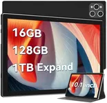 10 Inch Android Tablet, 2024 Latest Android 13 Tablet 128GB ROM+16GB RAM (8+8Virtual) +1TB TF Expand, Octa-Core Powerful 5G WiFi Tablet, 13MP+8MP Camera, Bluetooth, GPS, FHD Display(with Leather case)